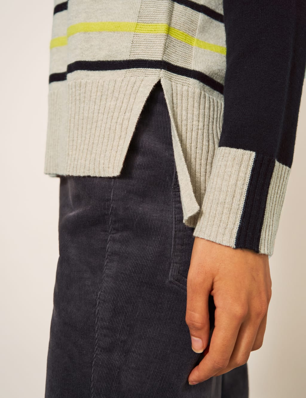 Merino Wool Blend Striped Heart Jumper image 5