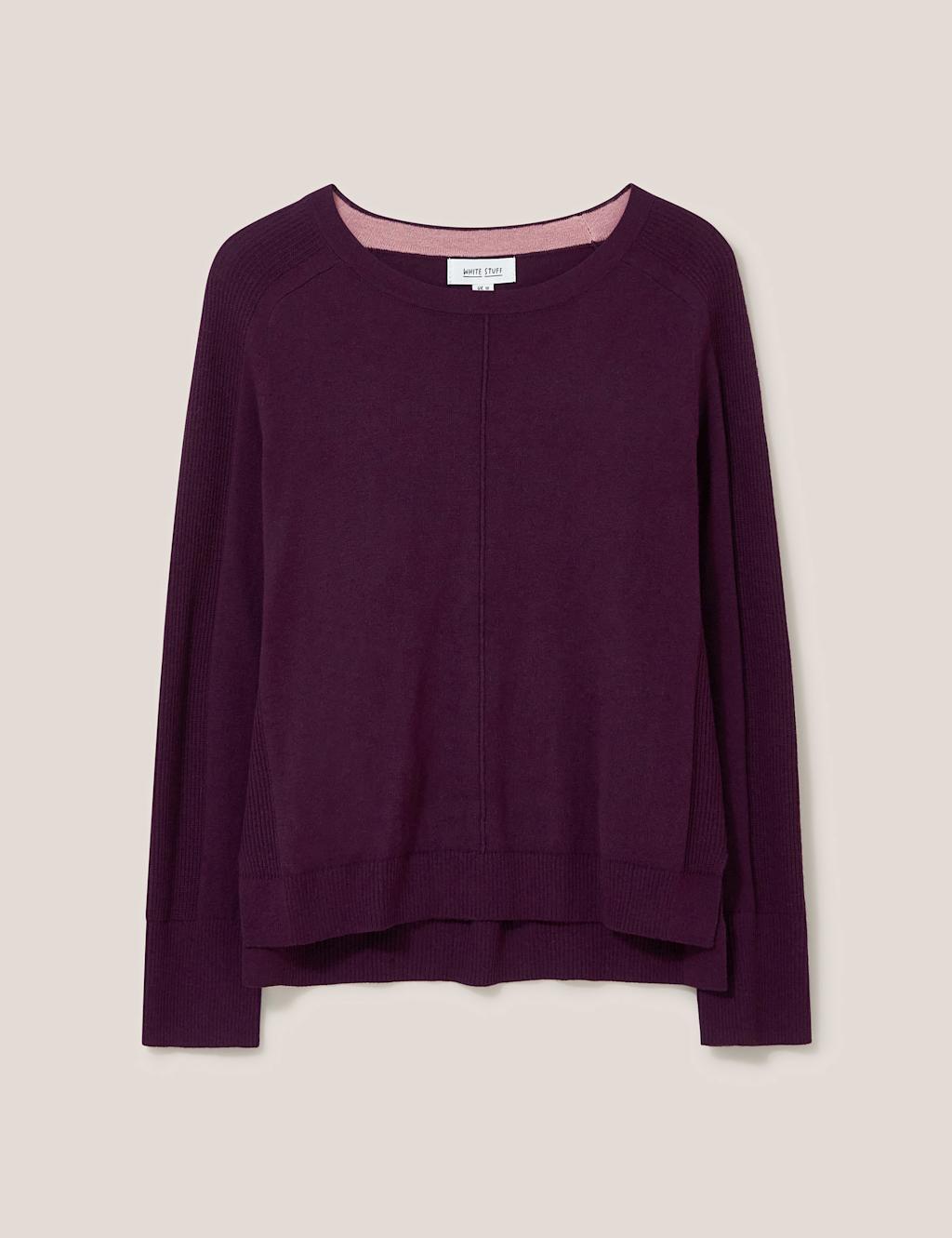 Cotton Rich Ribbed Crew Neck Jumper image 1
