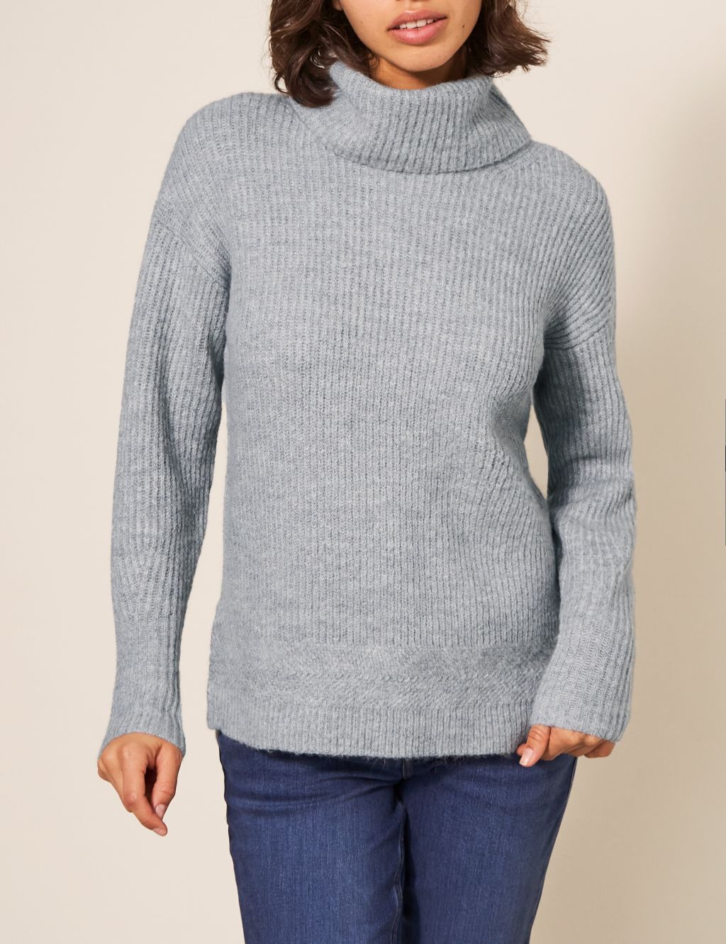 Ribbed Roll Neck Jumper with Wool image 2