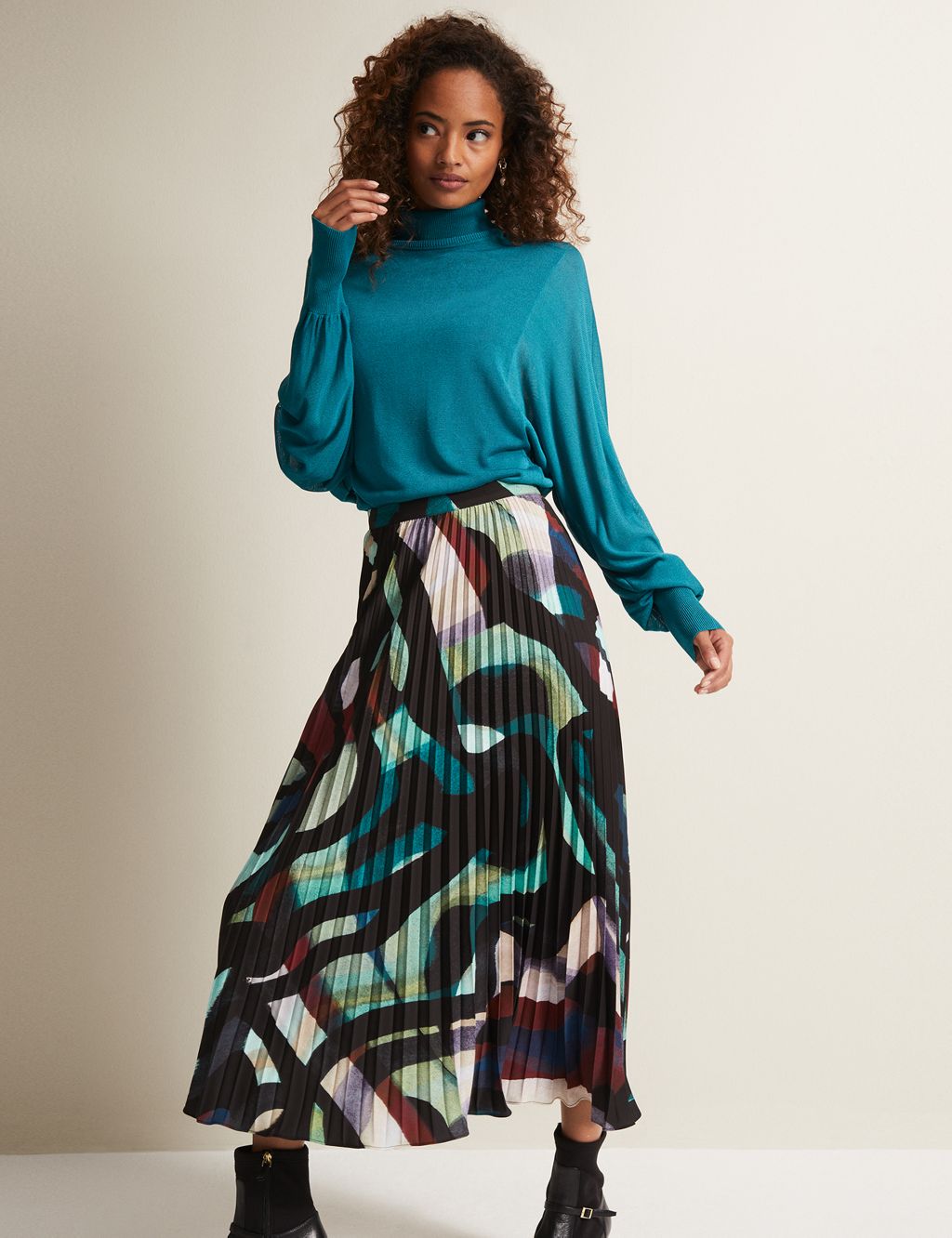 Printed Pleated Midaxi Skirt image 6