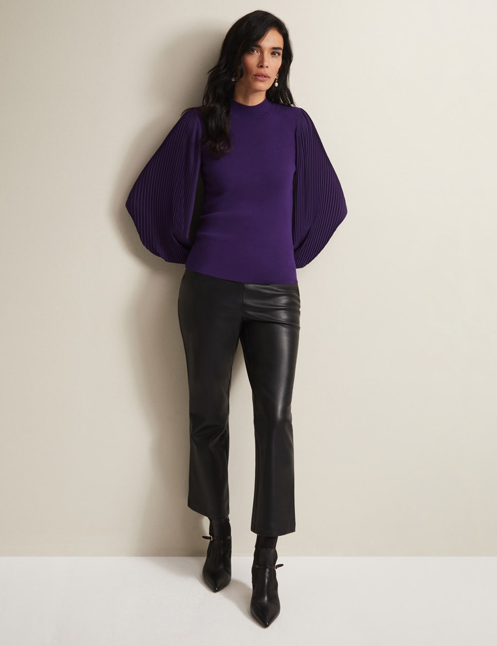 High Neck Pleated Sleeve Jumper image 3