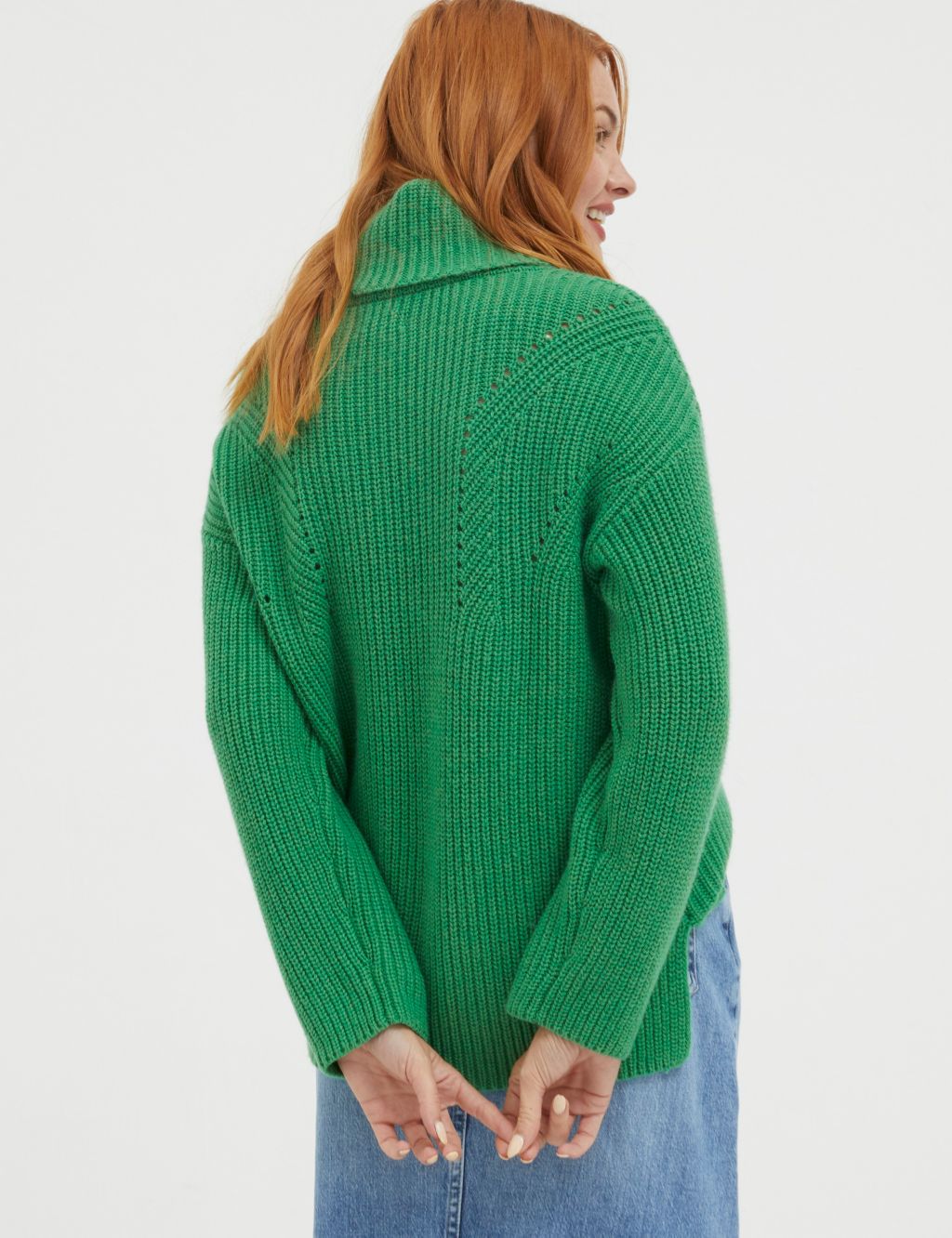 Ribbed Roll Neck Jumper with Wool image 3