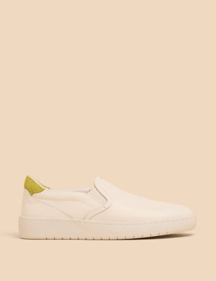 White Stuff Womens Leather Slip On Trainers - 4, White
