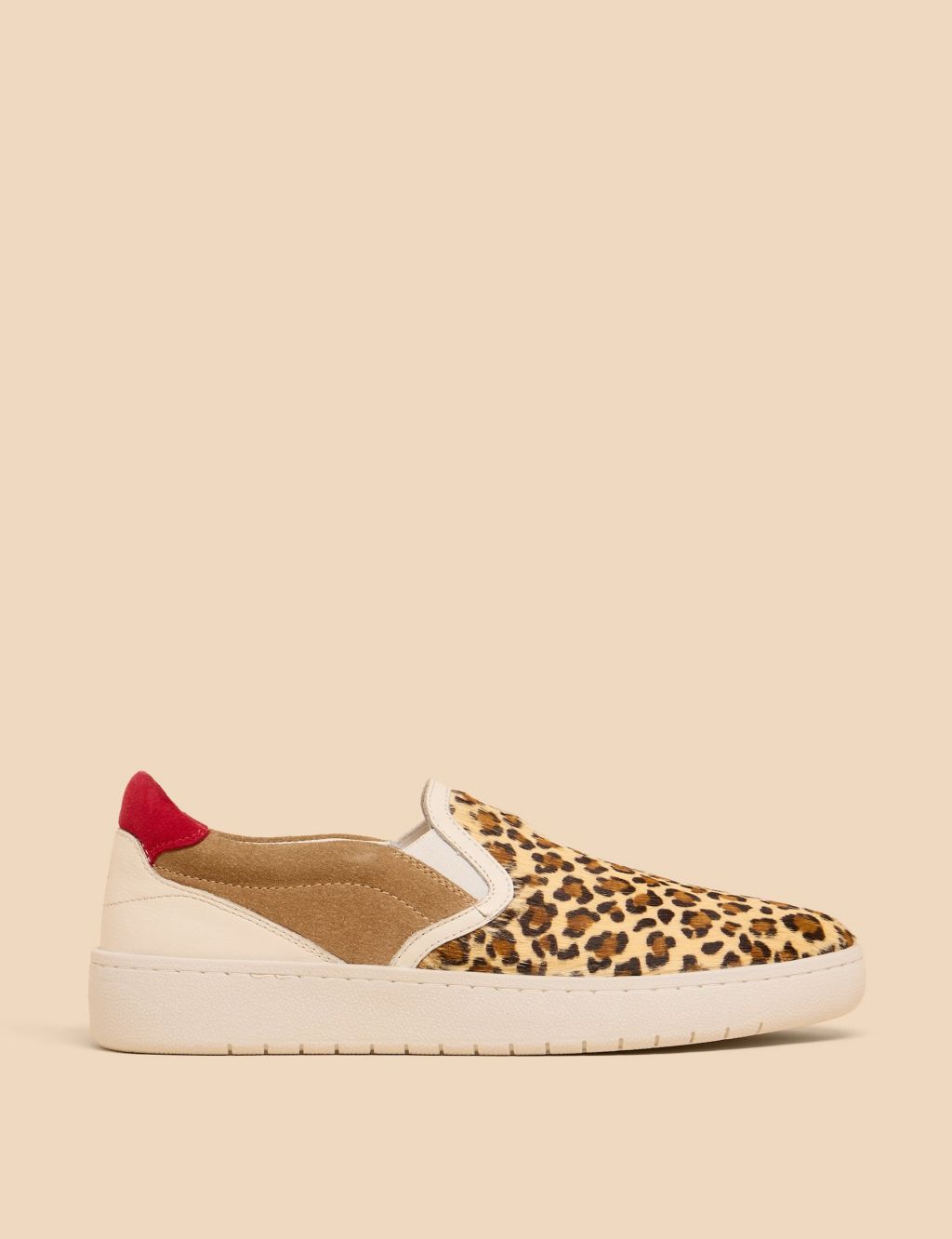 Leather Slip On Leopard Print Trainers