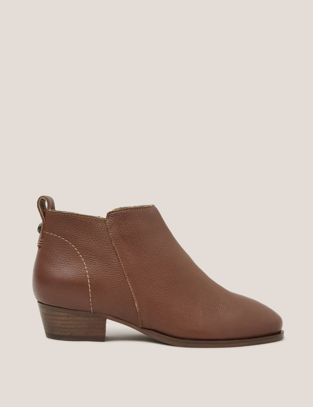 Leather Block Heel Ankle Boots