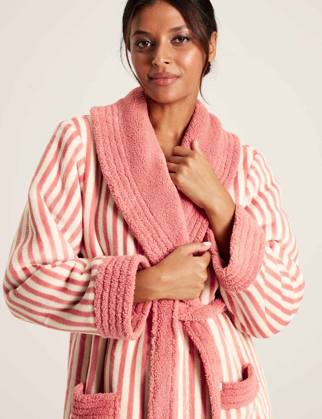 Cotton Modal Fleece Striped Dressing Gown image 1
