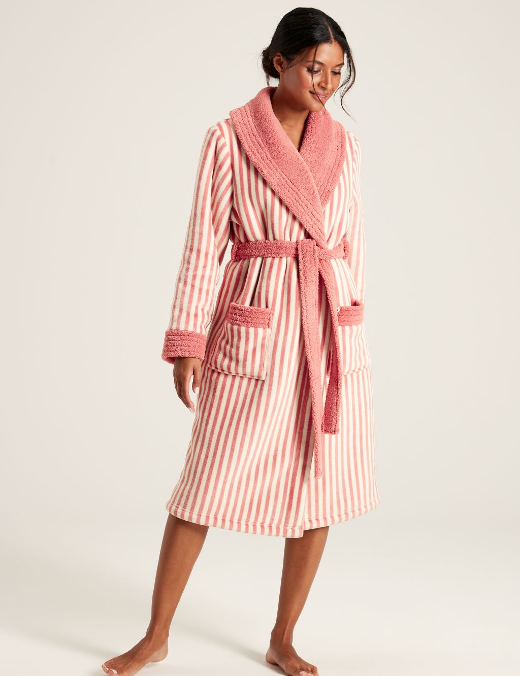Cotton Modal Fleece Striped Dressing Gown image 3