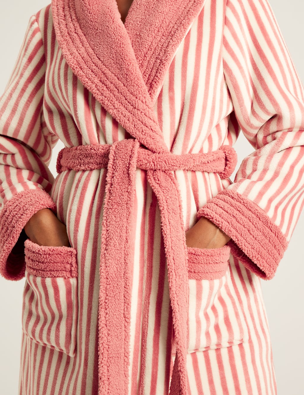 Cotton Modal Fleece Striped Dressing Gown image 4
