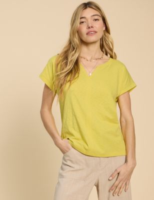 White Stuff Women's Pure Cotton T-Shirt - 8 - Yellow, Yellow