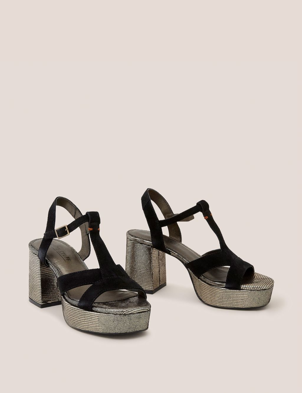 Suede Metallic Platform Heeled Sandals image 2