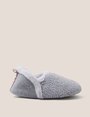 White Stuff Womens Borg Faux Fur Lined Moccasin Slippers - 3 - Grey, Grey