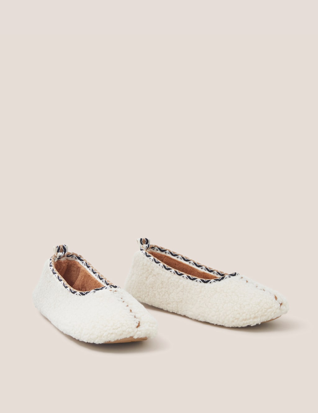 Borg Round Toe Ballerina Slippers image 2
