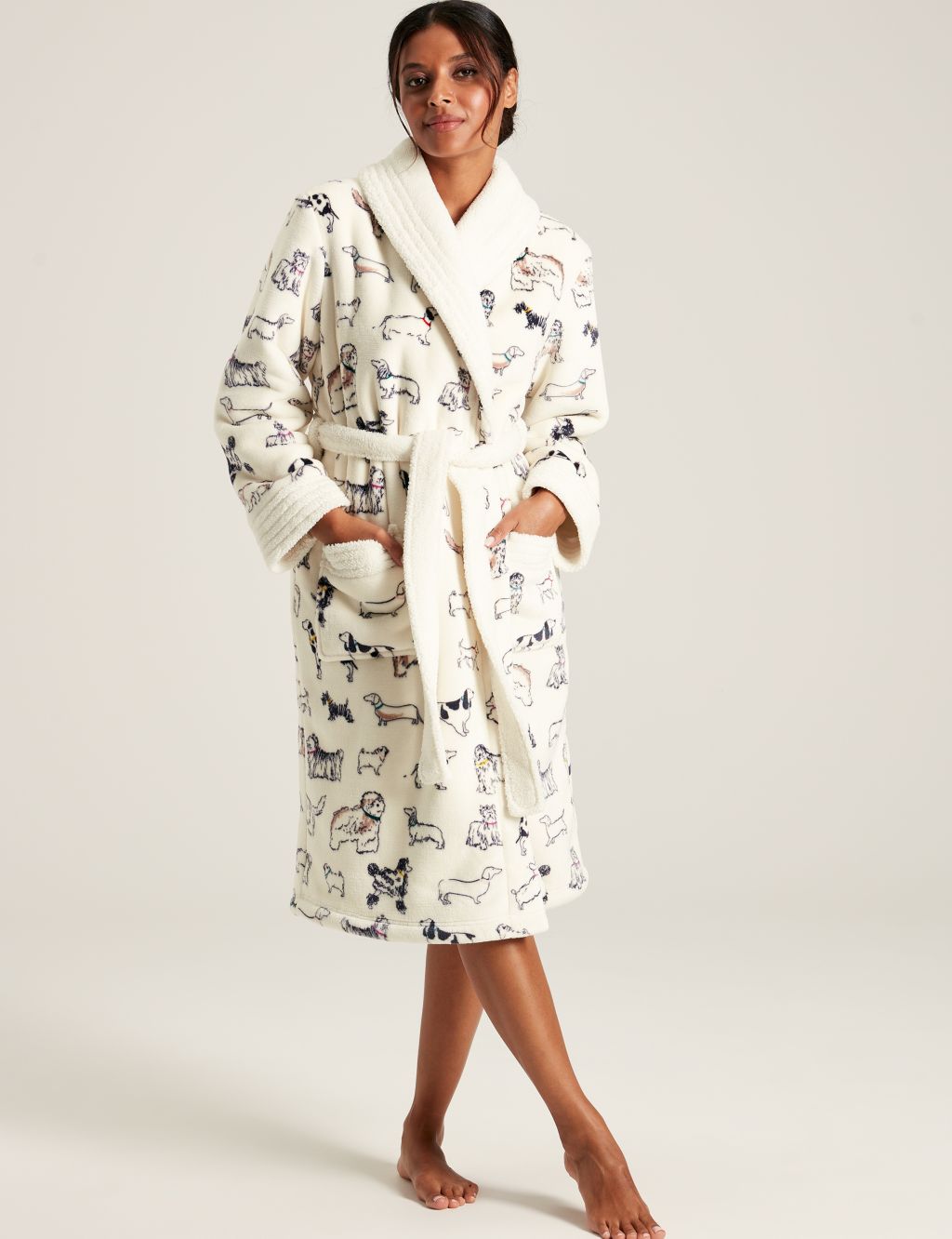Cotton Modal Dog Print Dressing Gown image 1