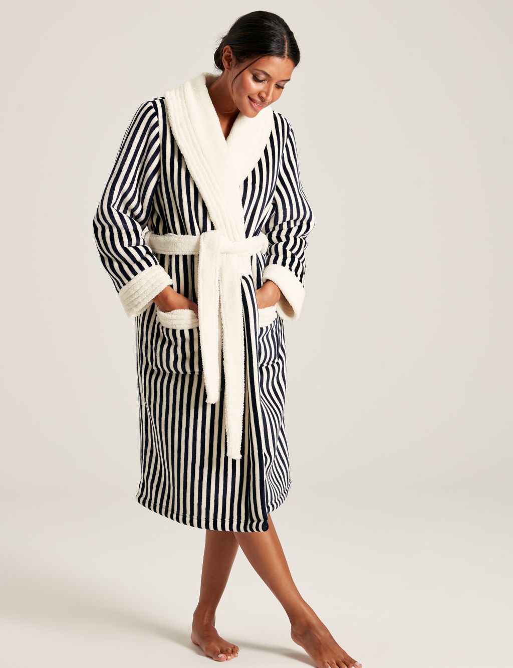 Cotton Modal Striped Dressing Gown image 1