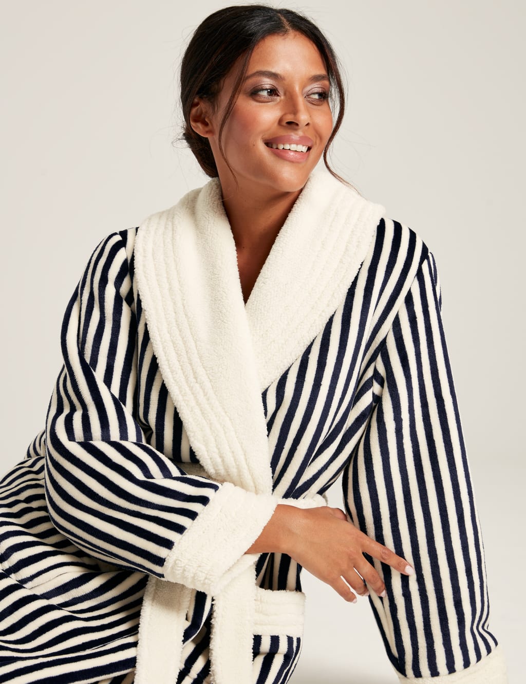 Cotton Modal Striped Dressing Gown image 3