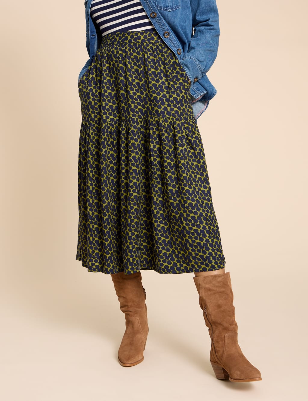 Printed Midi A-Line Skirt image 3