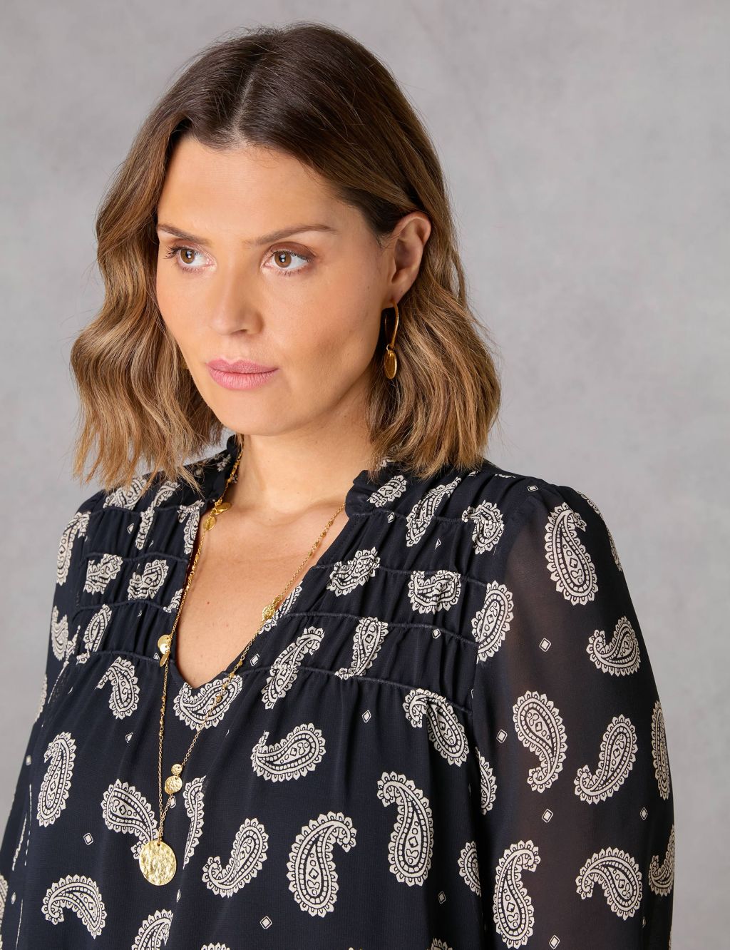 Paisley V-Neck Relaxed Blouse image 5