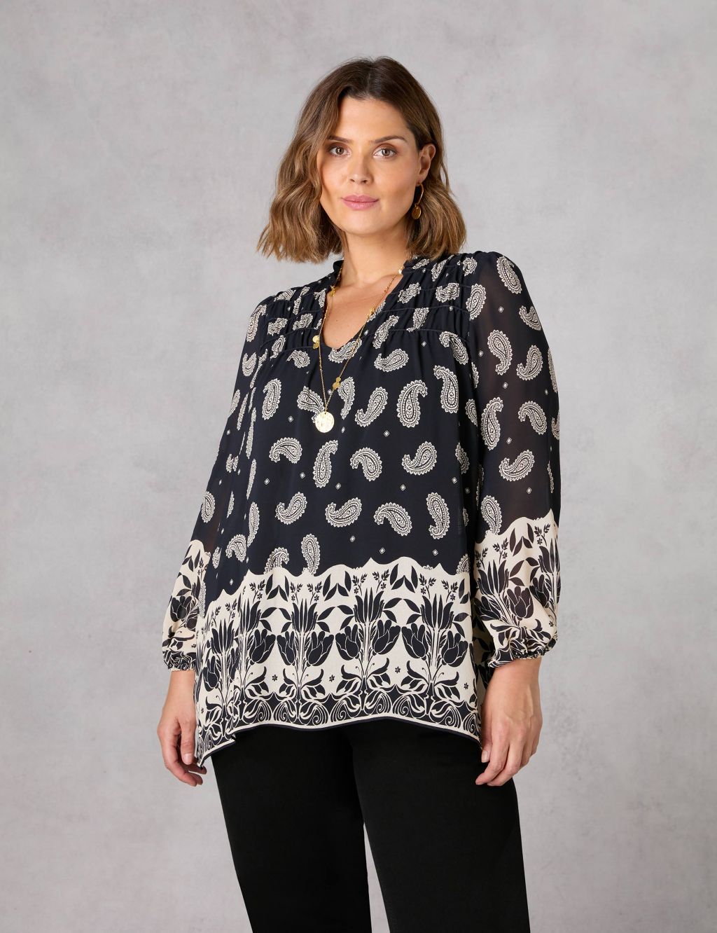 Paisley V-Neck Relaxed Blouse image 6