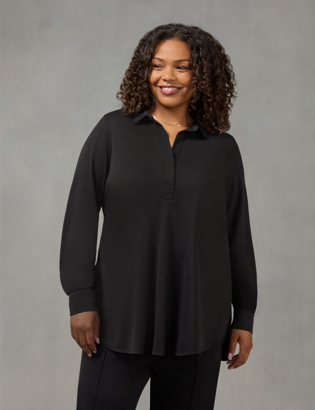 Jersey Collared Longline Relaxed Shirt image 1