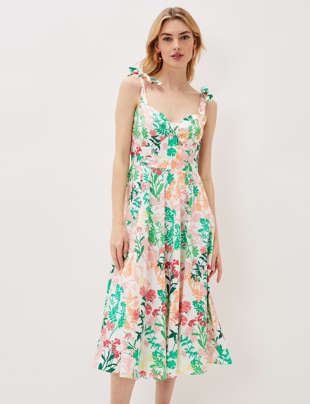 Pure Cotton Floral Knee Length Tea Dress image 1