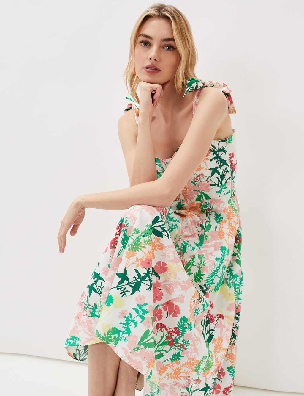 Pure Cotton Floral Knee Length Tea Dress image 3
