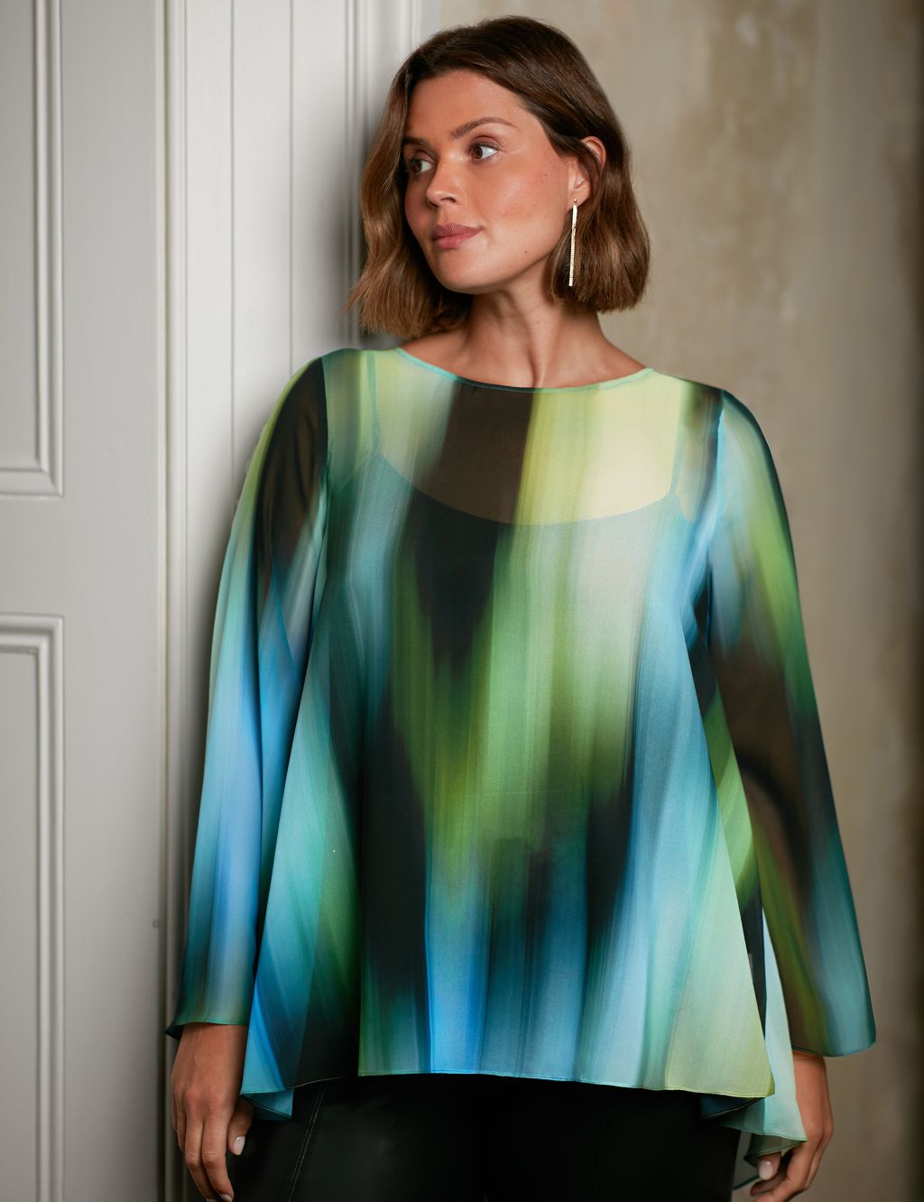 Ombre Round Neck Relaxed Blouse image 1
