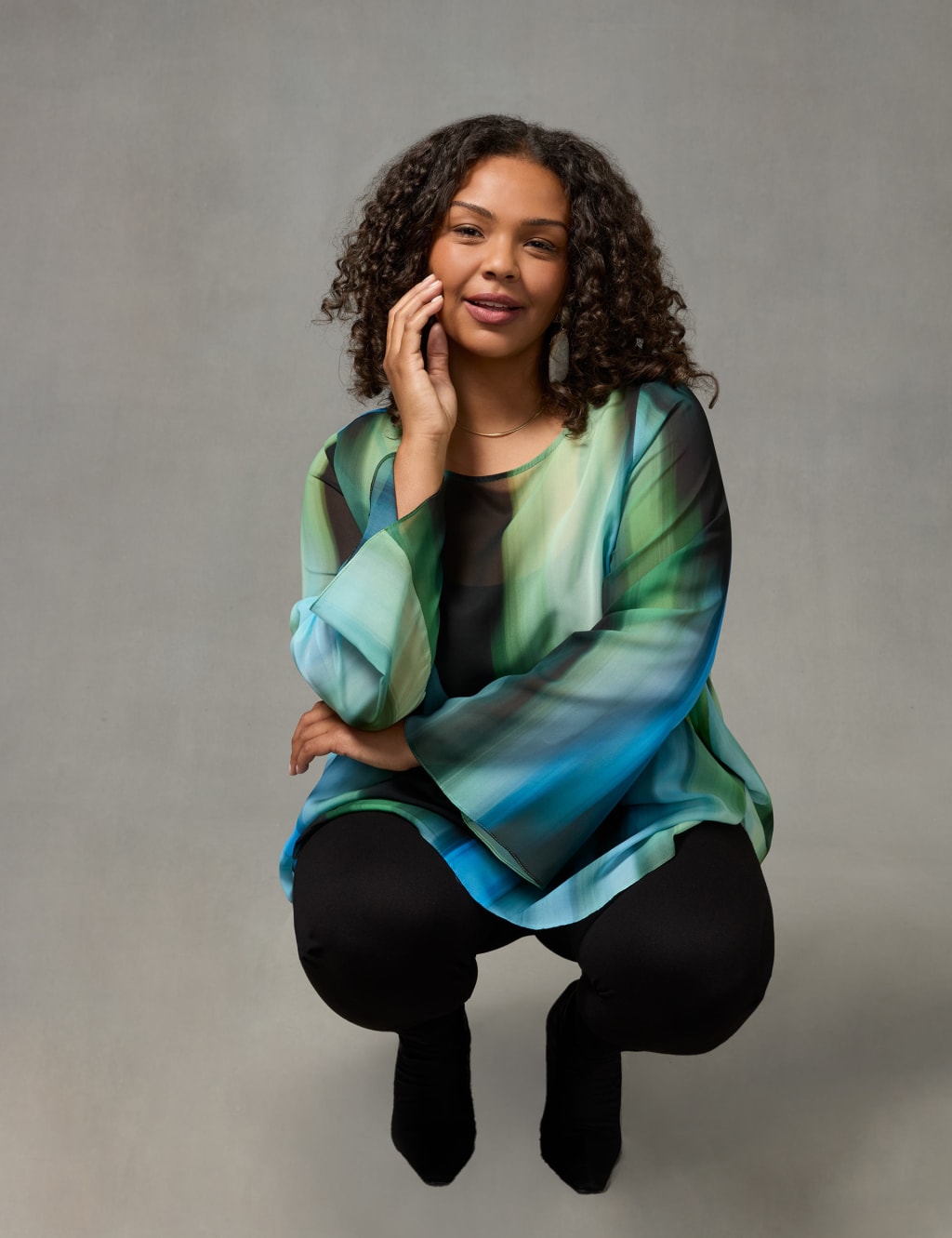 Ombre Round Neck Relaxed Blouse image 5