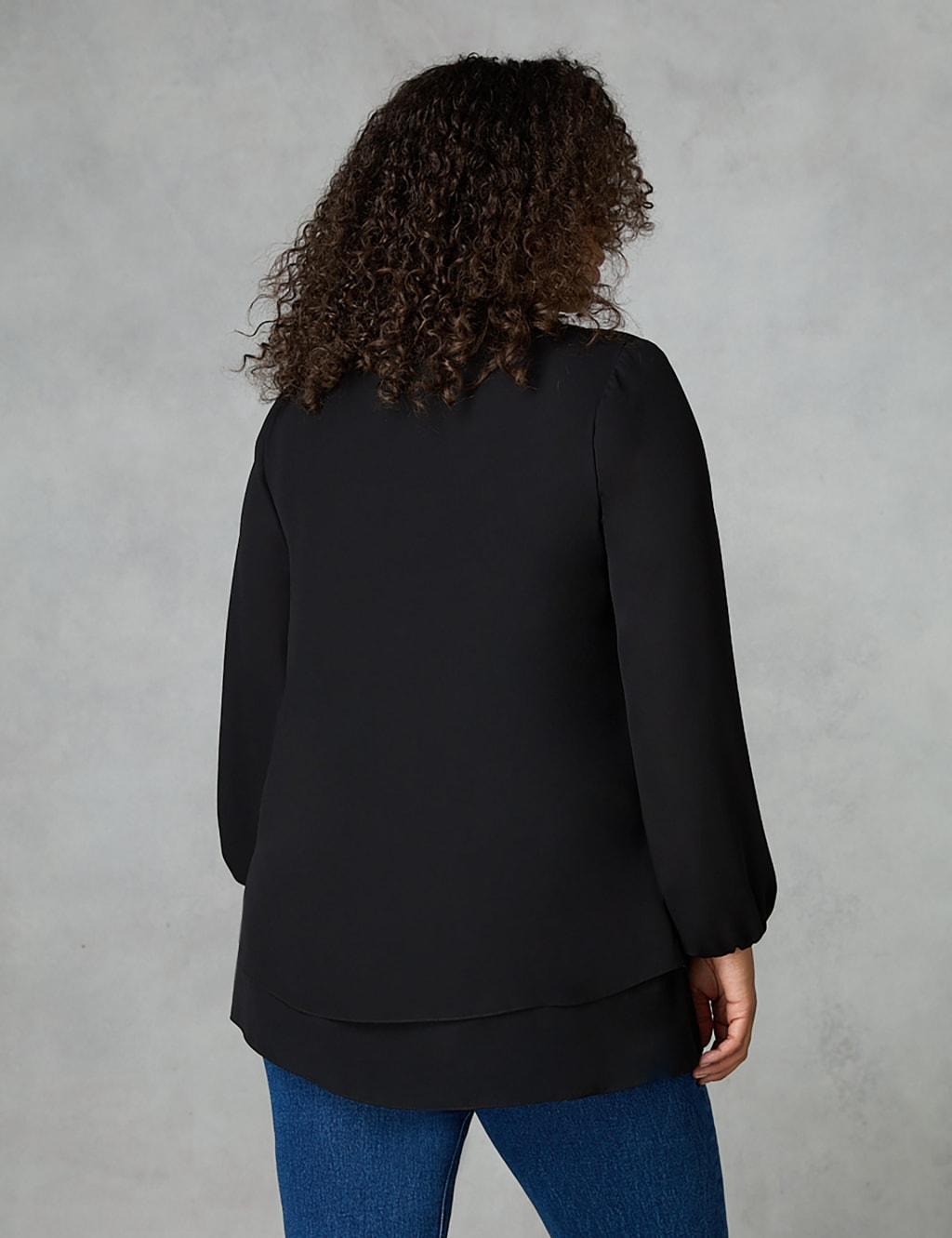 Satin Relaxed Blouson Sleeve Shirt image 3