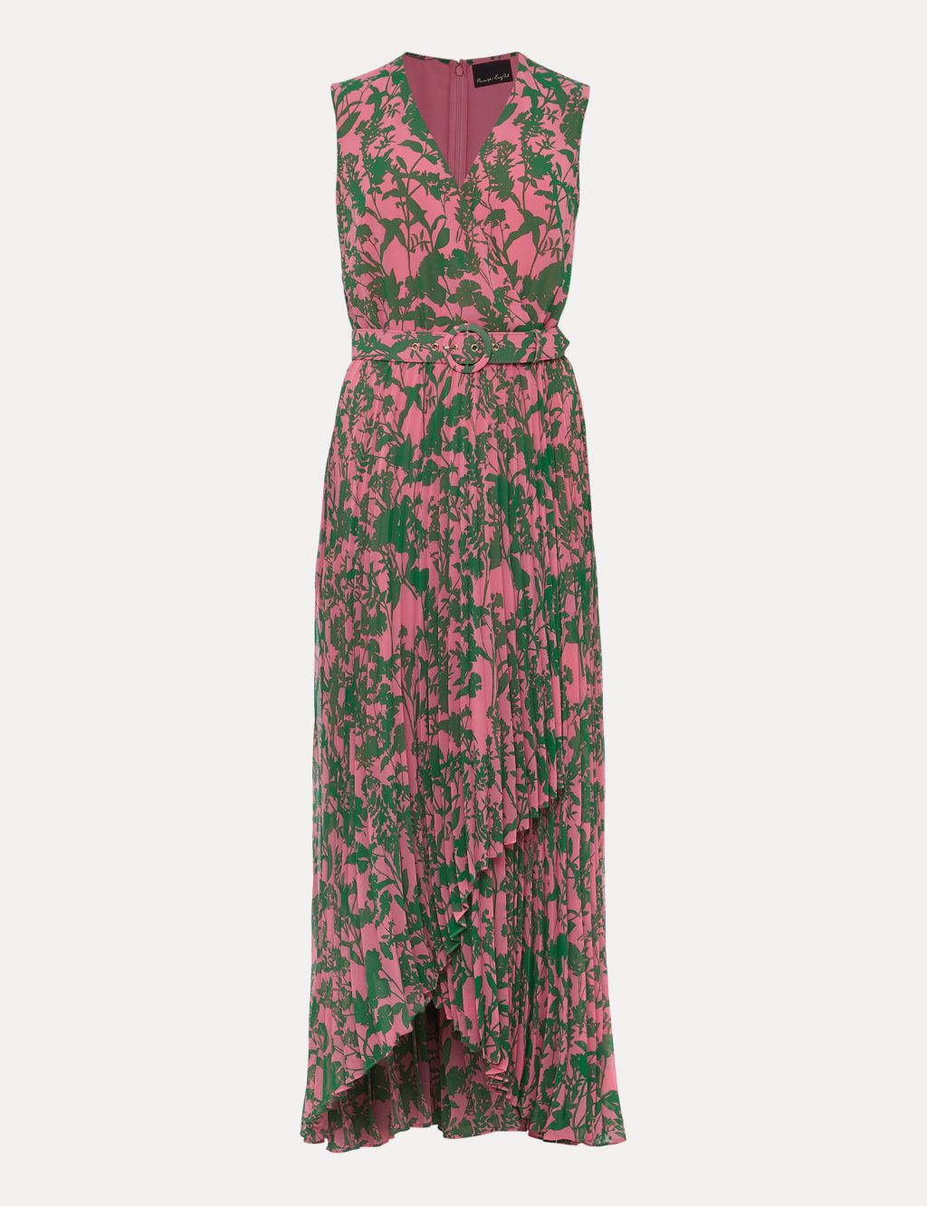 Floral V-Neck Pleated Midi Waisted Dress image 2