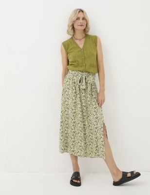 Fatface Womens Floral Midi Wrap Skirt - 10REG - Green Mix, Green Mix