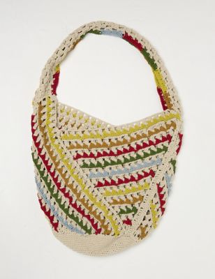 Fatface Women's Pure Cotton Crochet Cross Body Bag - Ivory, Ivory