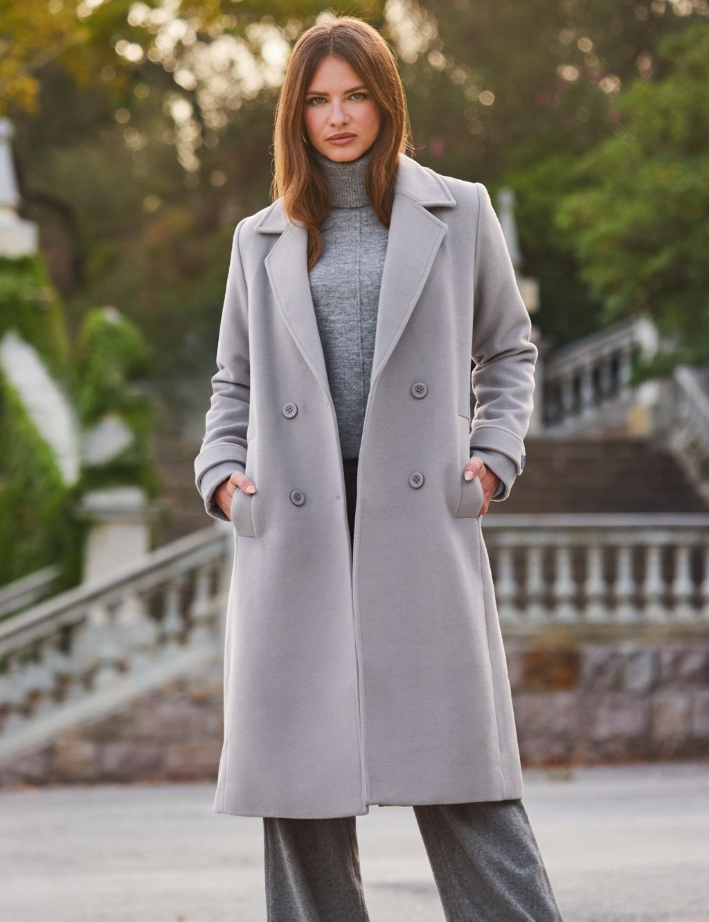 Double Breasted Longline Tailored Coat image 2