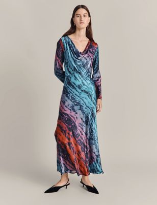 Satin Tie Dye Cowl Neck Midi Column Dress | Ghost | M&S