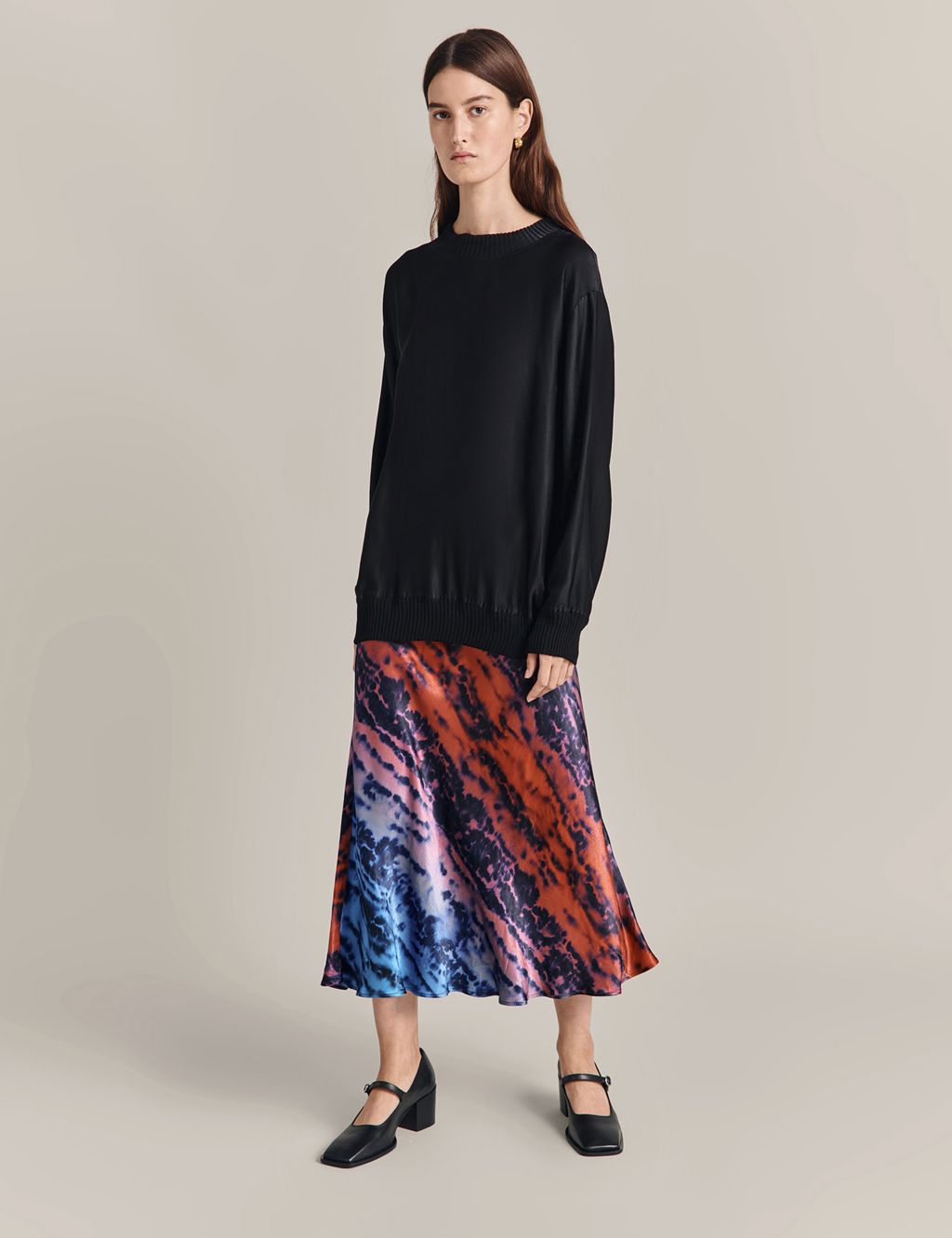 Printed Midaxi A-Line Skirt