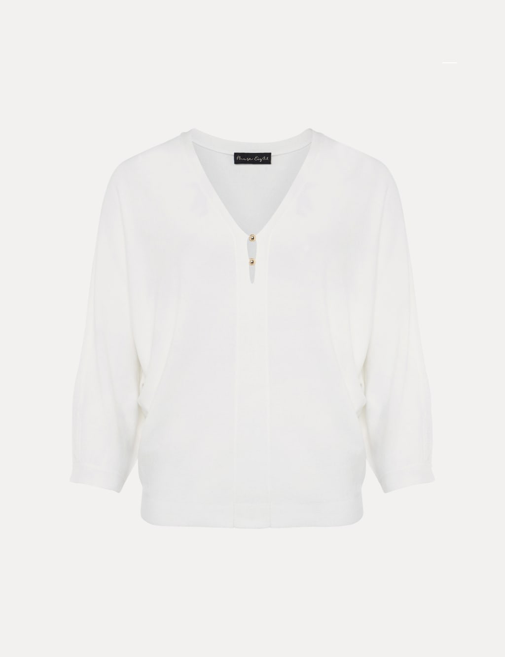 V-Neck Batwing Sleeve Button Detail Jumper image 2