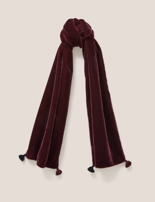 Women's Brown and Red Classic Scarf