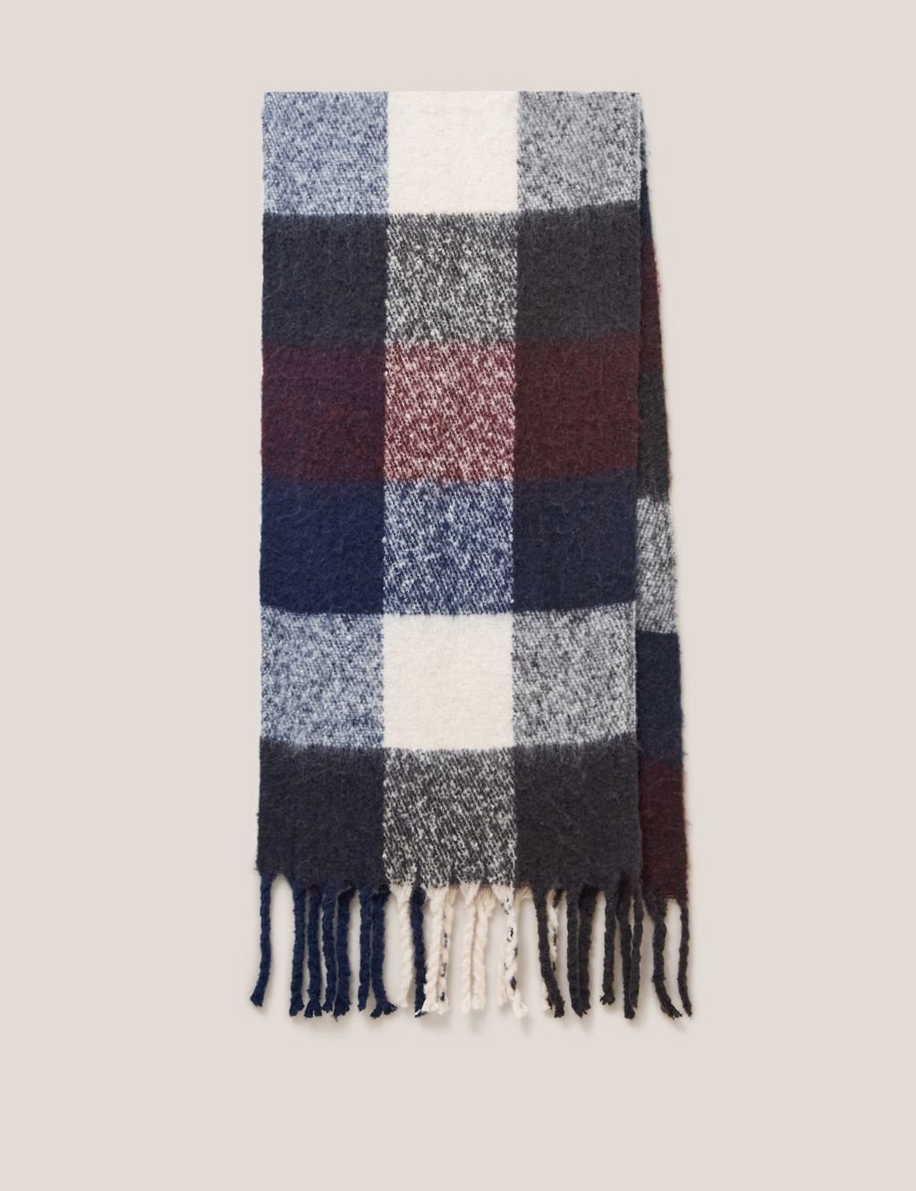 Brushed Checked Tassel Scarf image 2