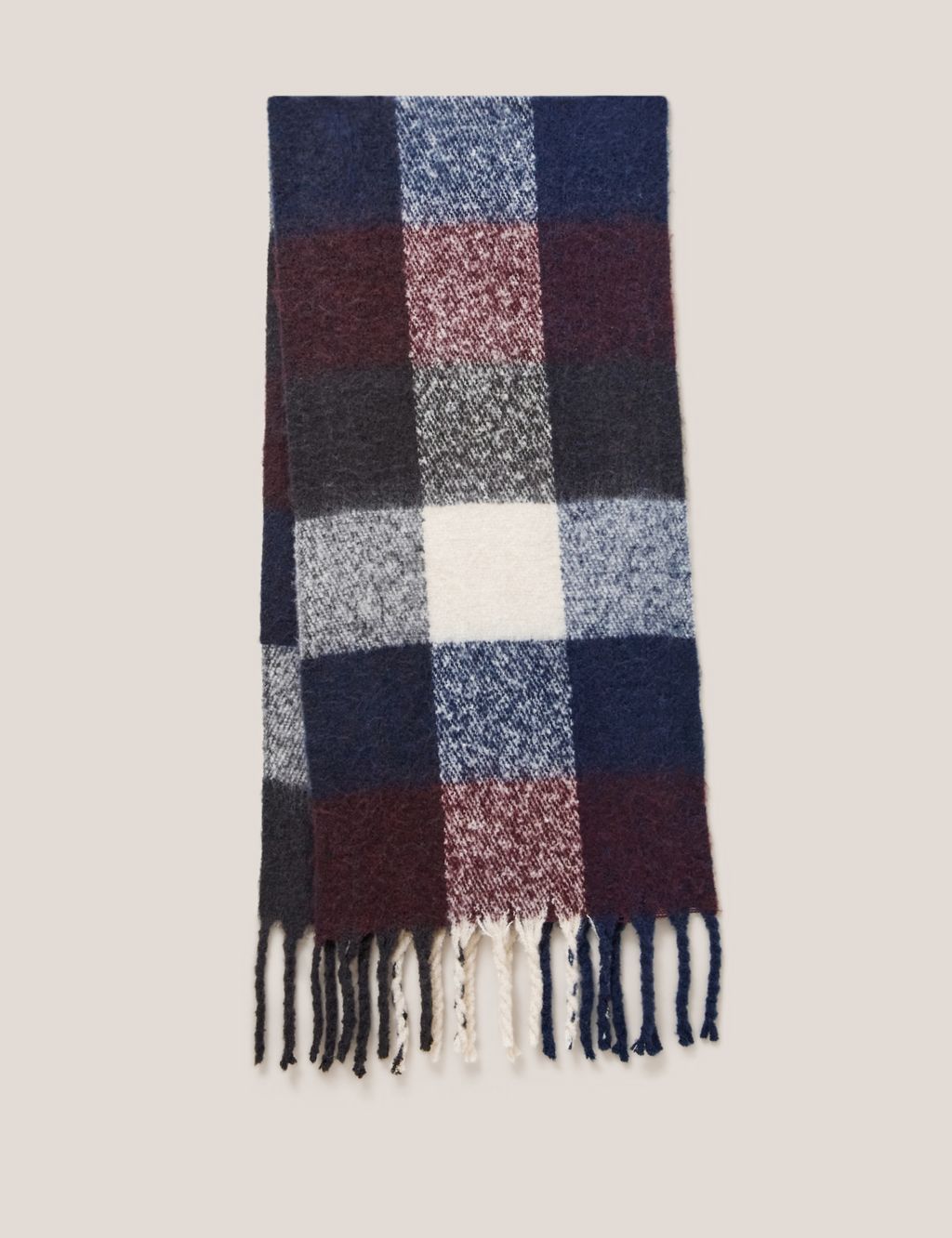 Brushed Checked Tassel Scarf image 3