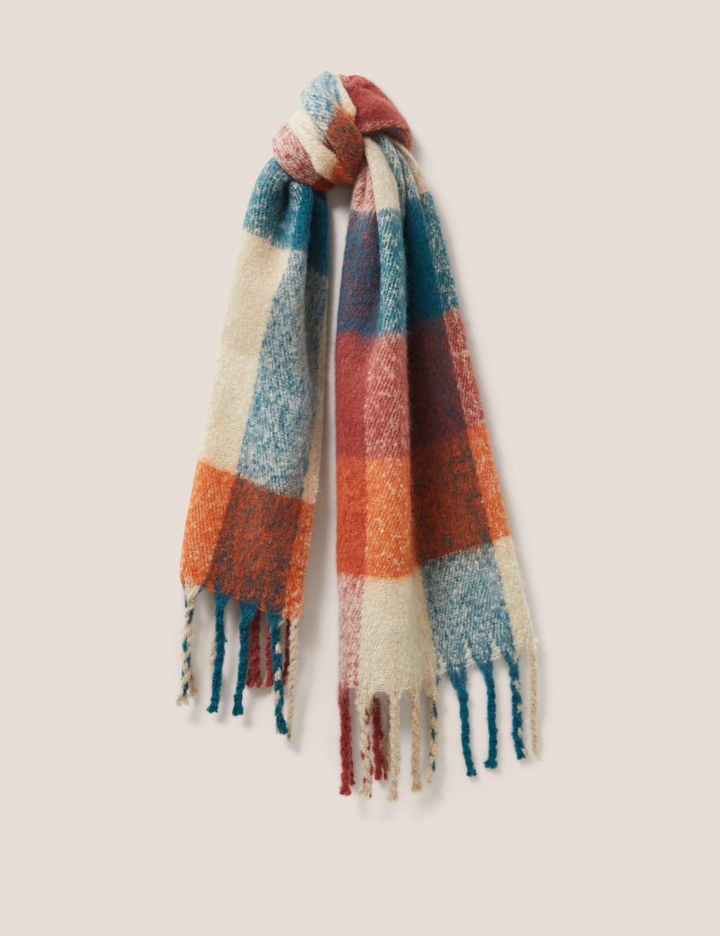 Brushed Checked Tassel Scarf image 3