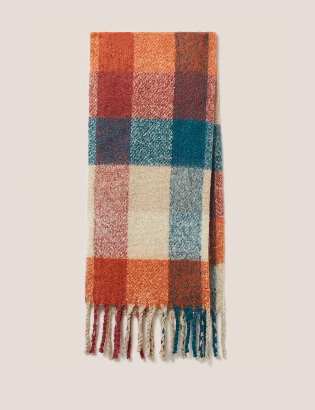 Brushed Checked Tassel Scarf image 1