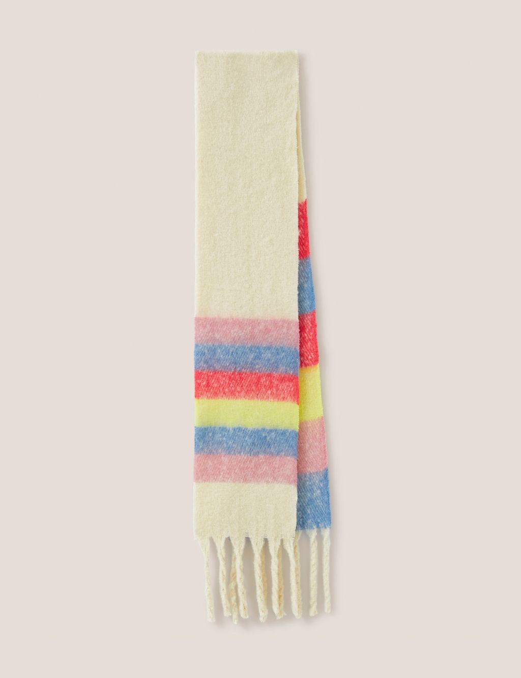 Brushed Striped Skinny Tassel Scarf image 1