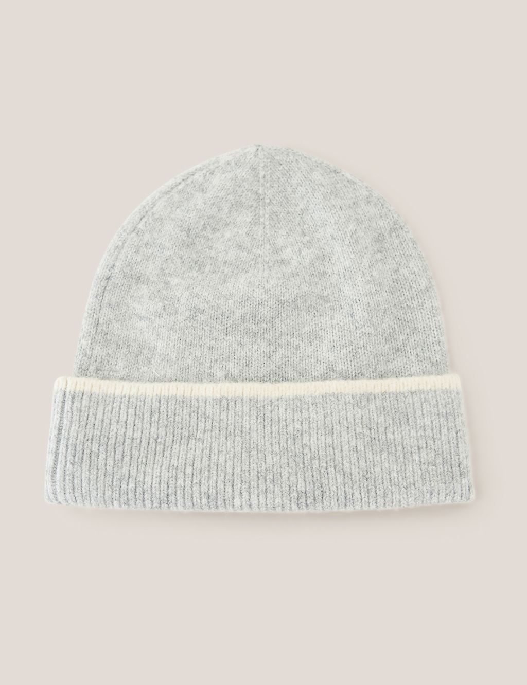 M&S Womens Knitted Faux Fur Pom Hat - Grey