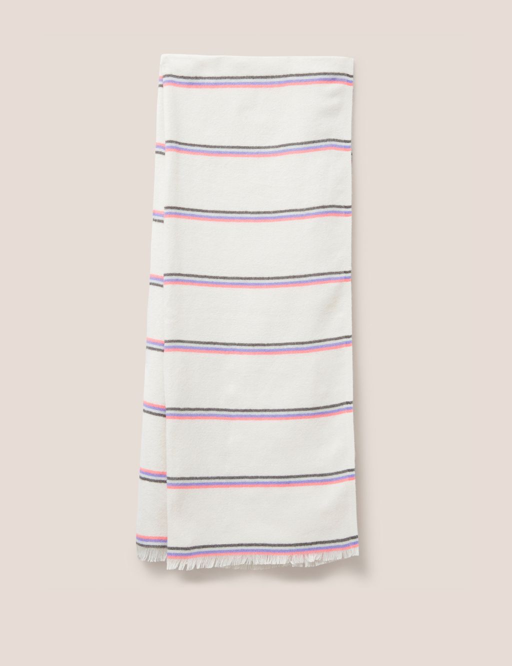 Striped Colour Block Fringed Scarf image 1
