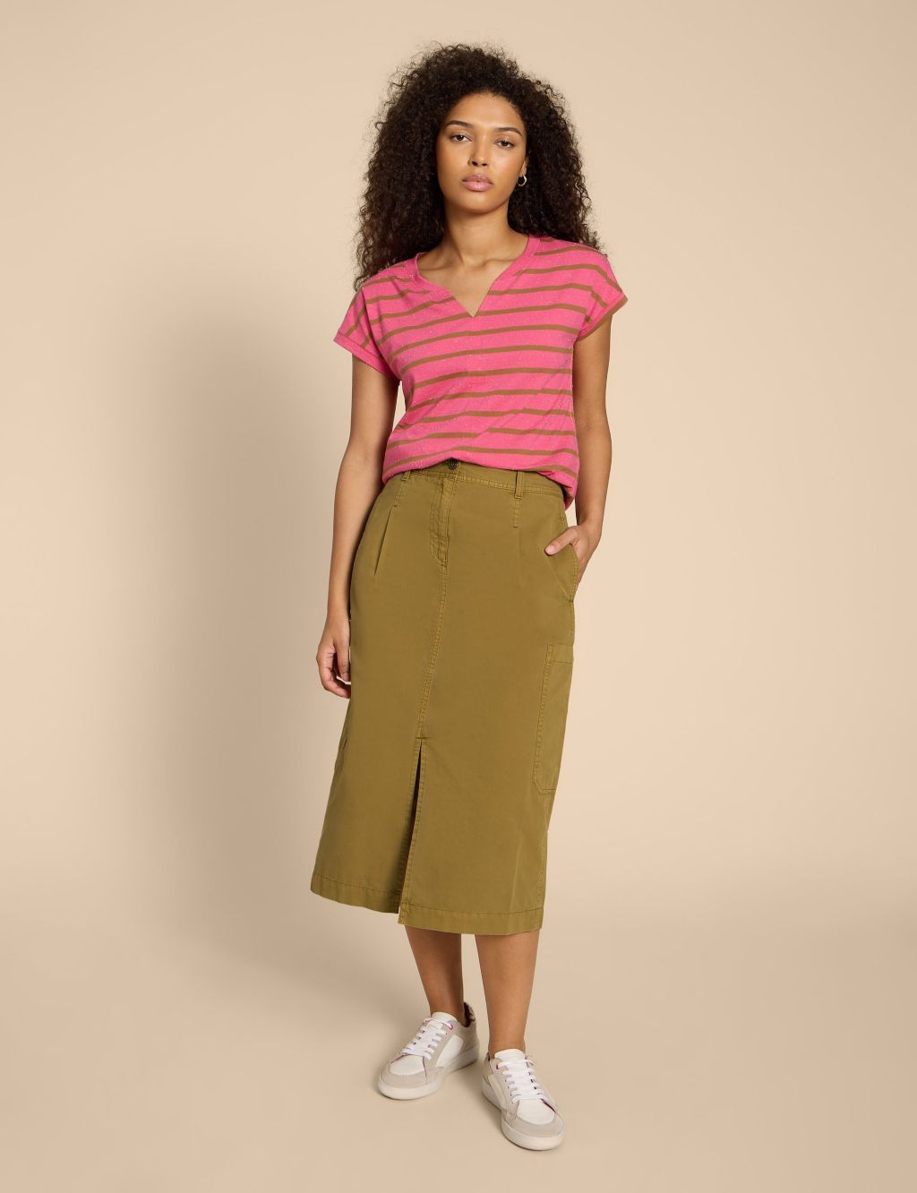 Organic Cotton Midi Cargo Skirt