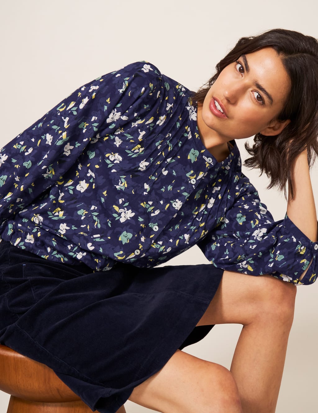 Modal Blend Floral Crew Neck Shirt image 1