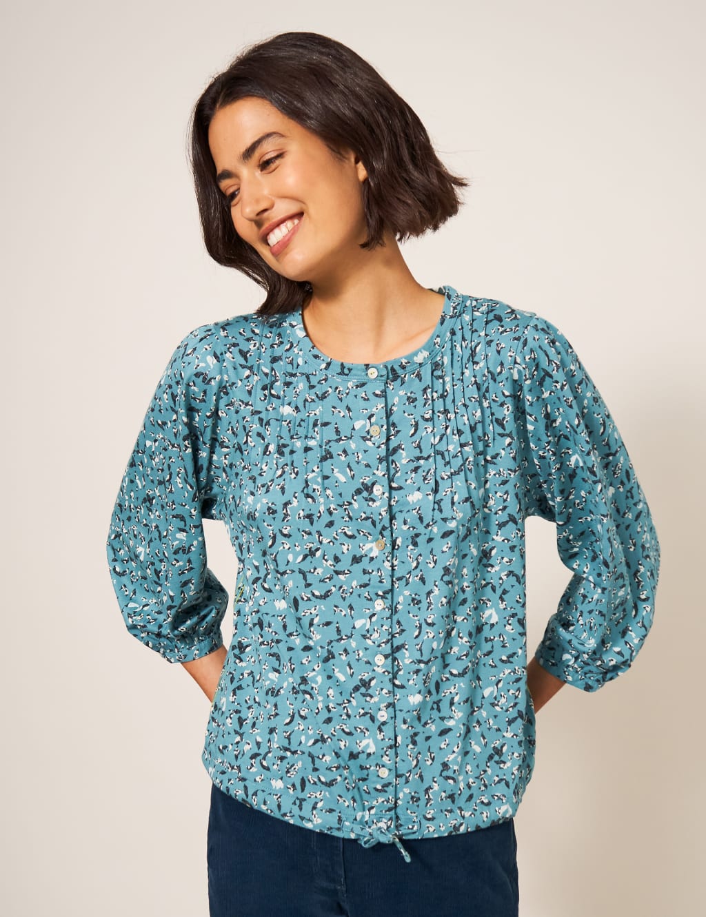 Modal Blend Printed Crew Neck Shirt image 1