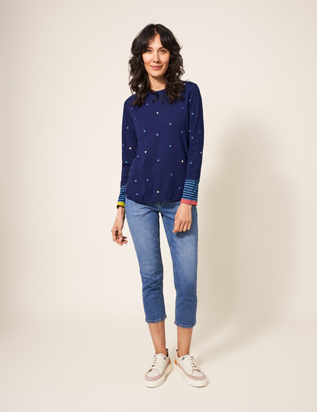 Pure Cotton Heart Embroidered T-Shirt image 5
