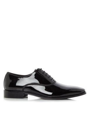 Dune London Mens Patent Leather Oxford Shoes - 8 - Black, Black