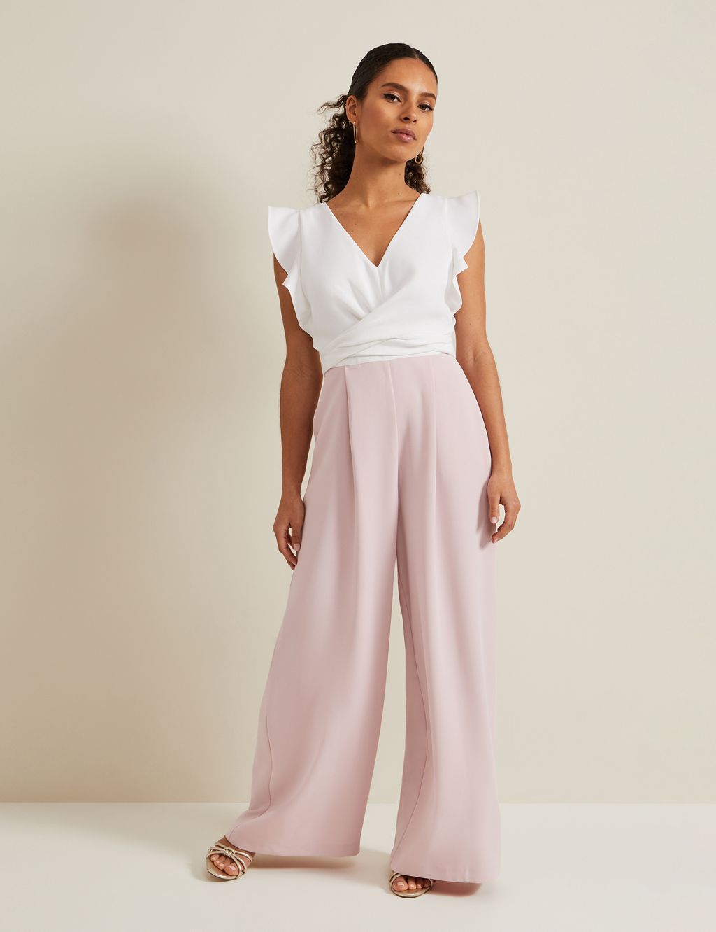 Belted Frill Detail Sleeveless Jumpsuit
