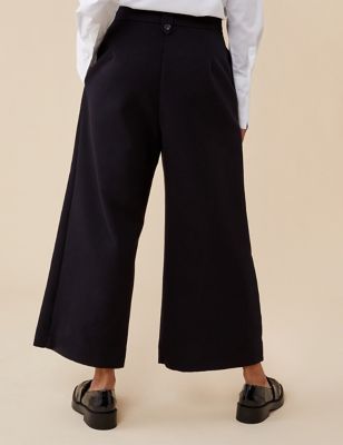 M&S Finery London Womens Cotton Rich Wide Leg Cropped Trousers